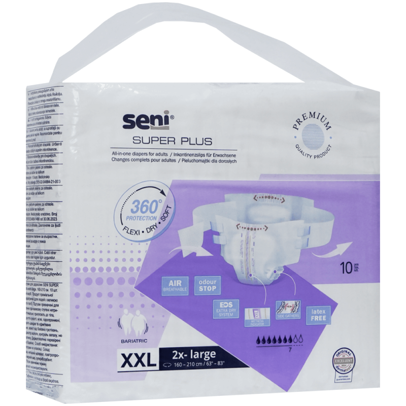 Scutece adulti super absorbante cu scai 10 buc XXL pentru incontinență Seni Super Plus